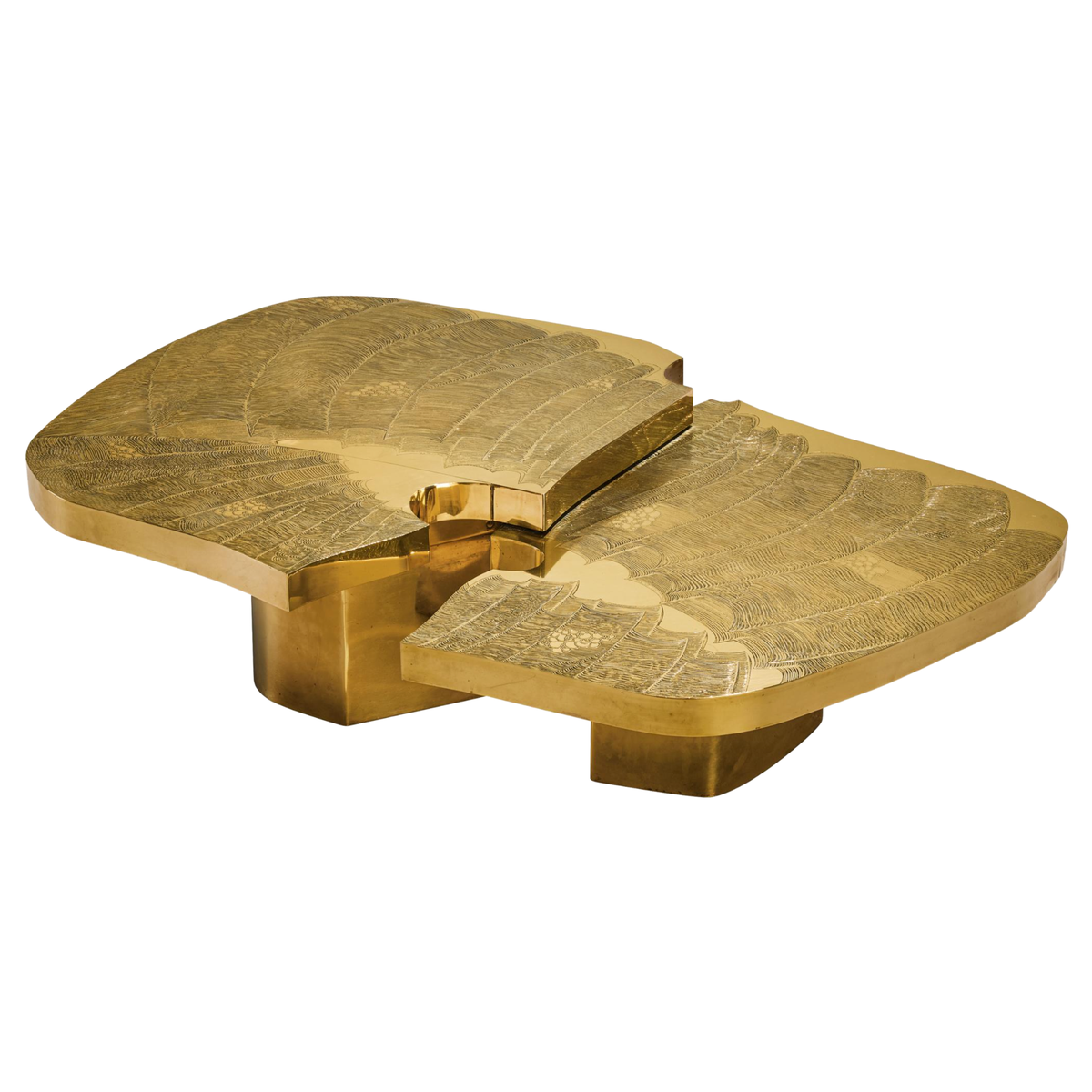 Monumental Engraved Brass Coffee Table