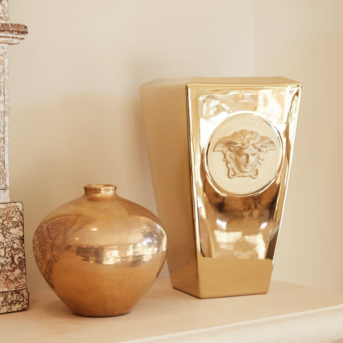 Raquel Welch Versace Gilt Porcelain Vase