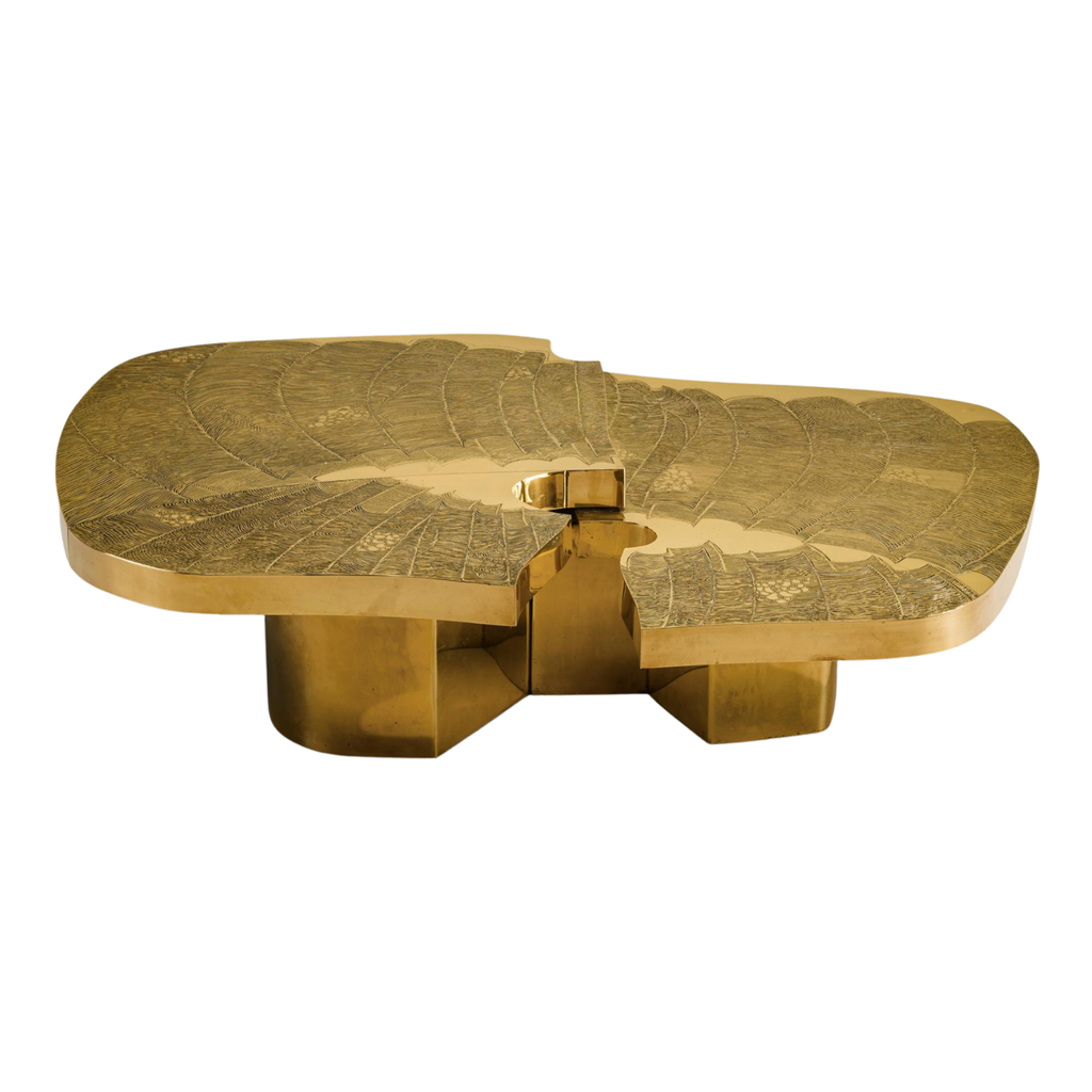 Monumental Engraved Brass Coffee Table