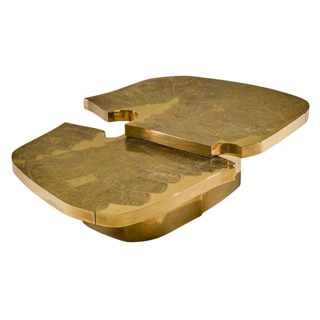 Monumental Engraved Brass Coffee Table