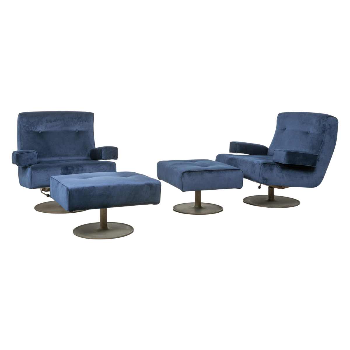 Pair of P103 Armchairs with Footrests